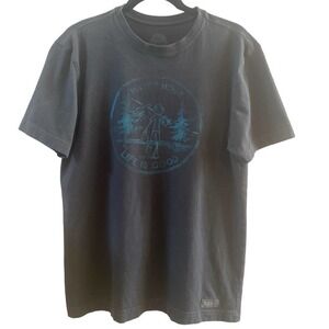 Life is Good Men's Happy Hour Crusher Tee Charcoal Size Medium Fishing Camping